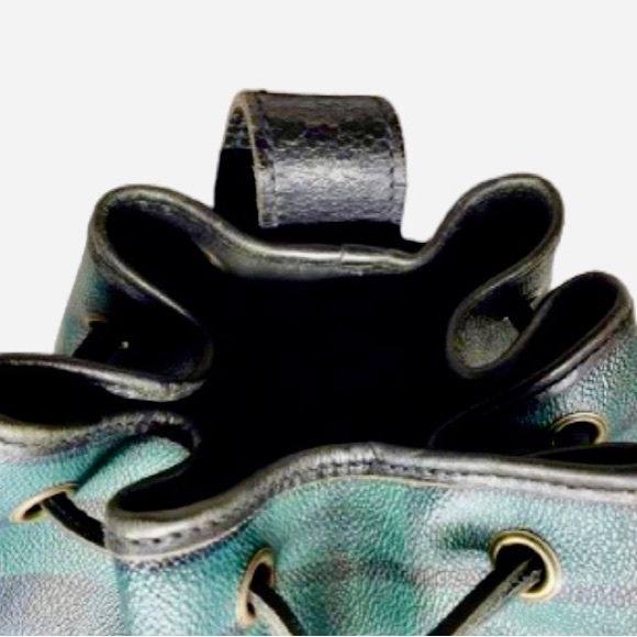 RALPH LAUREN Black Watch Plaid Drawstring Backpack Sling Messenger Bag - Picture 7 of 9